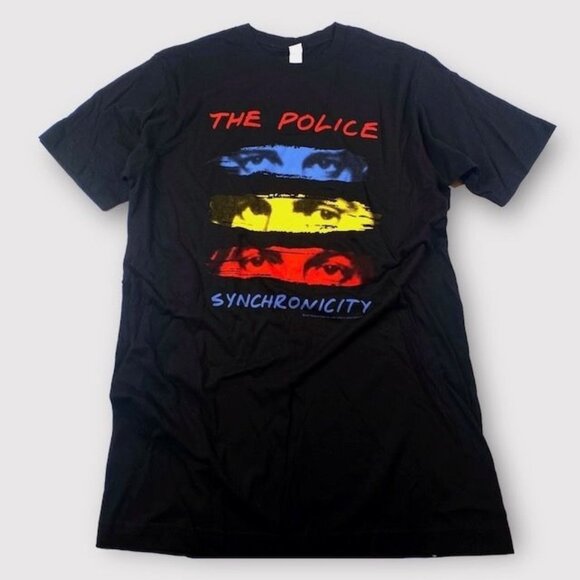 Tultex Tops - The Police Synchronicity Album Tee Shirt Black, Size Large